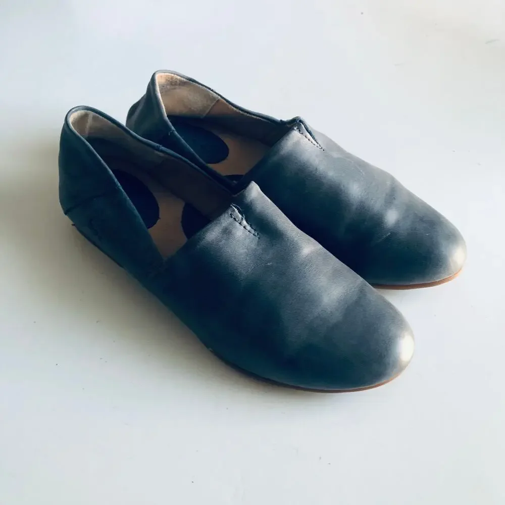 BOC 'Suree' Women's 7 Blue Leather Slip On Comfort Loafer Flat Shoe